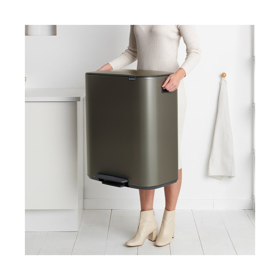 Brabantia Bo Pedal Bin (2 x 30L) Platinum Platinum