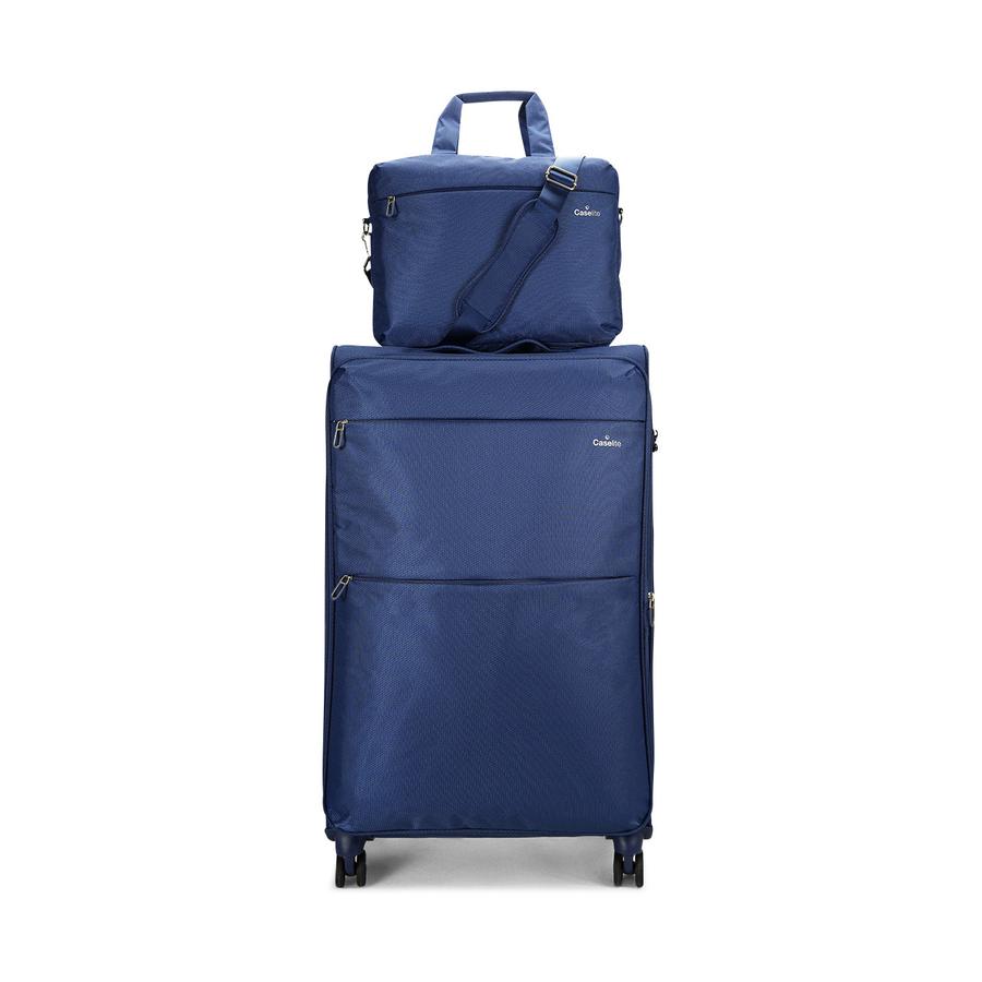 Caselite Ultra 80cm Softside Checked Suitcase & Laptop Bag Set Navy Navy