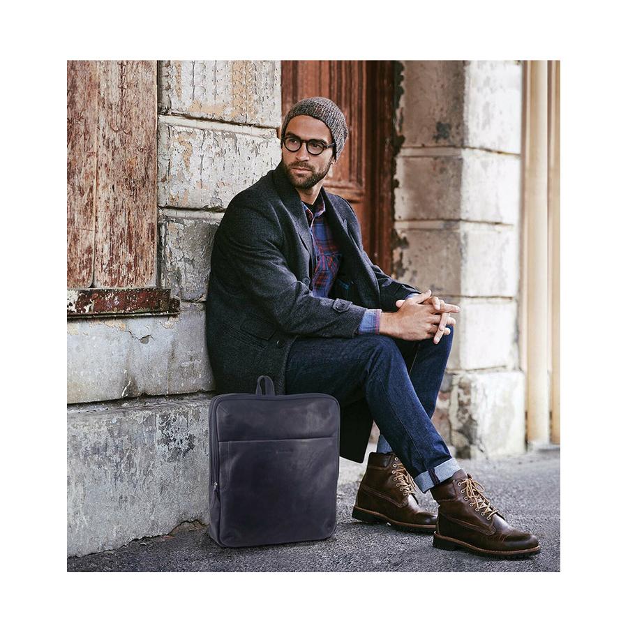 Pierre Cardin Axel Rustic Leather 15" Laptop Backpack Midnight Midnight