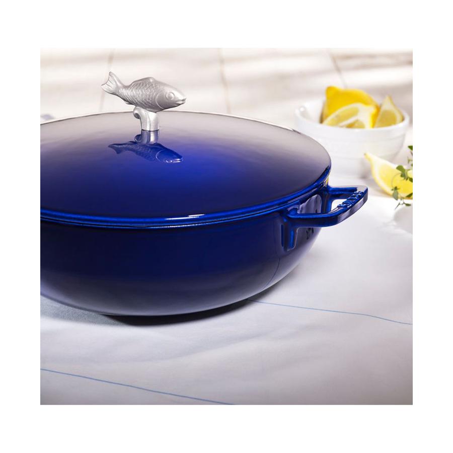 Staub 28cm (4.65L) Bouillabaisse Pot Marin Blue Marin Blue