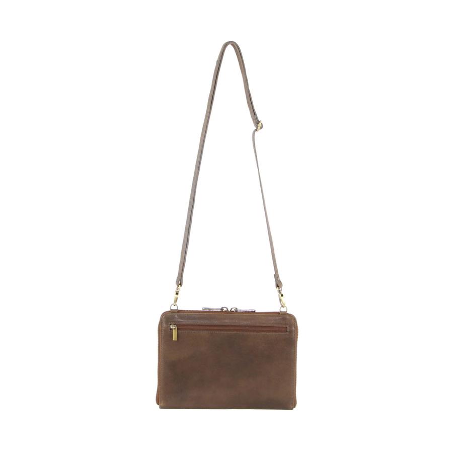 Pierre Cardin Becky Rustic Leather Crossbody Bag Mushroom Mushroom