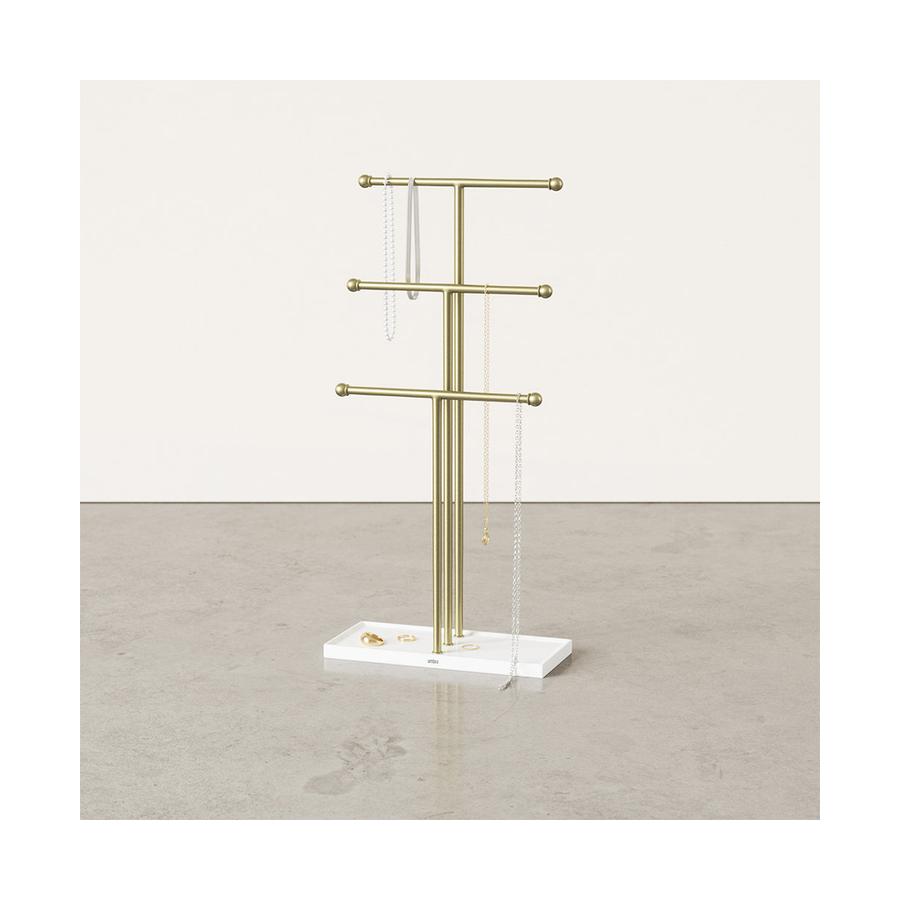 Umbra Trigem Jewellery Stand Organiser White/Brass White/Brass