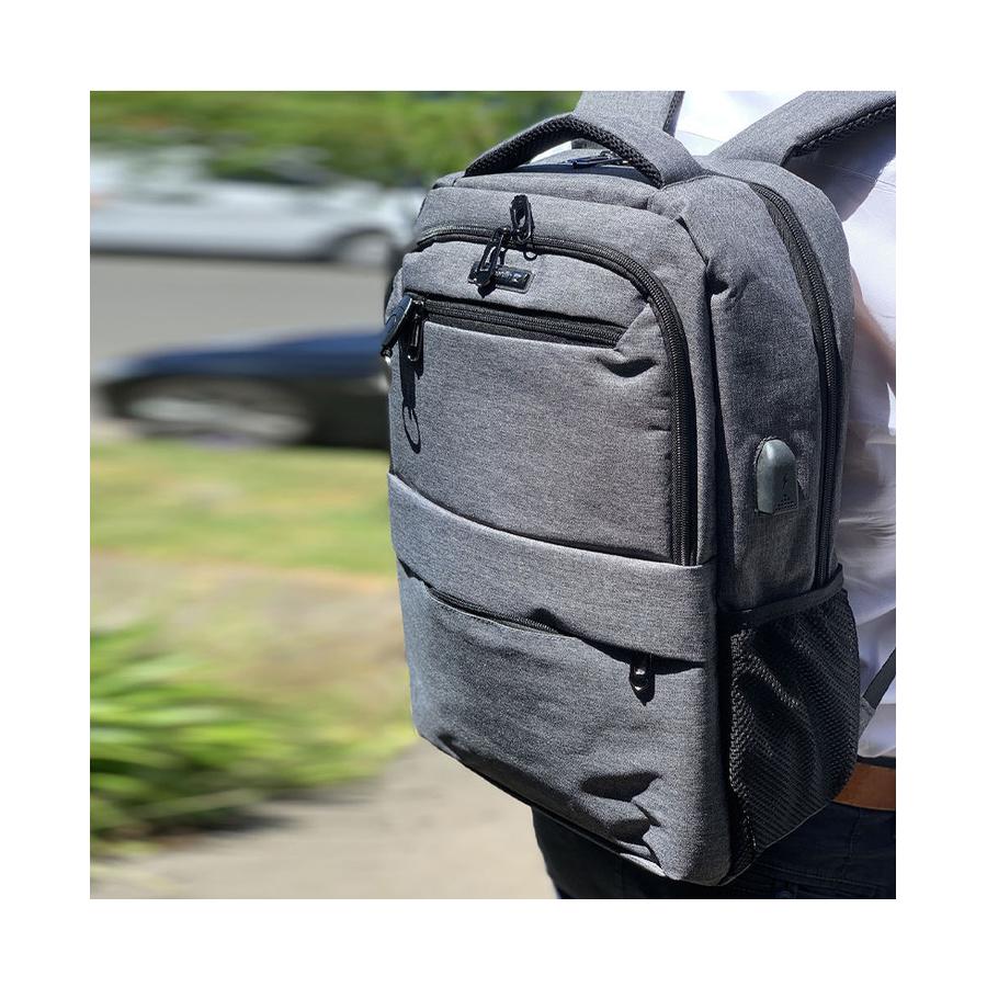 Pierre Cardin Carson 15" Laptop Backpack with USB Port Charcoal Charcoal