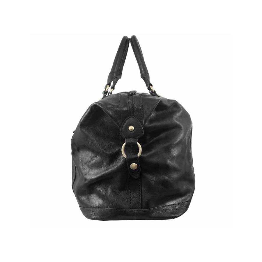 Pierre Cardin Kennedy Rustic Leather Overnight Duffle Bag Black Black