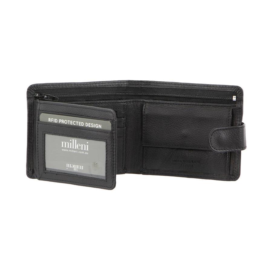 Milleni Tobias Men's Leather RFID Wallet Black Black