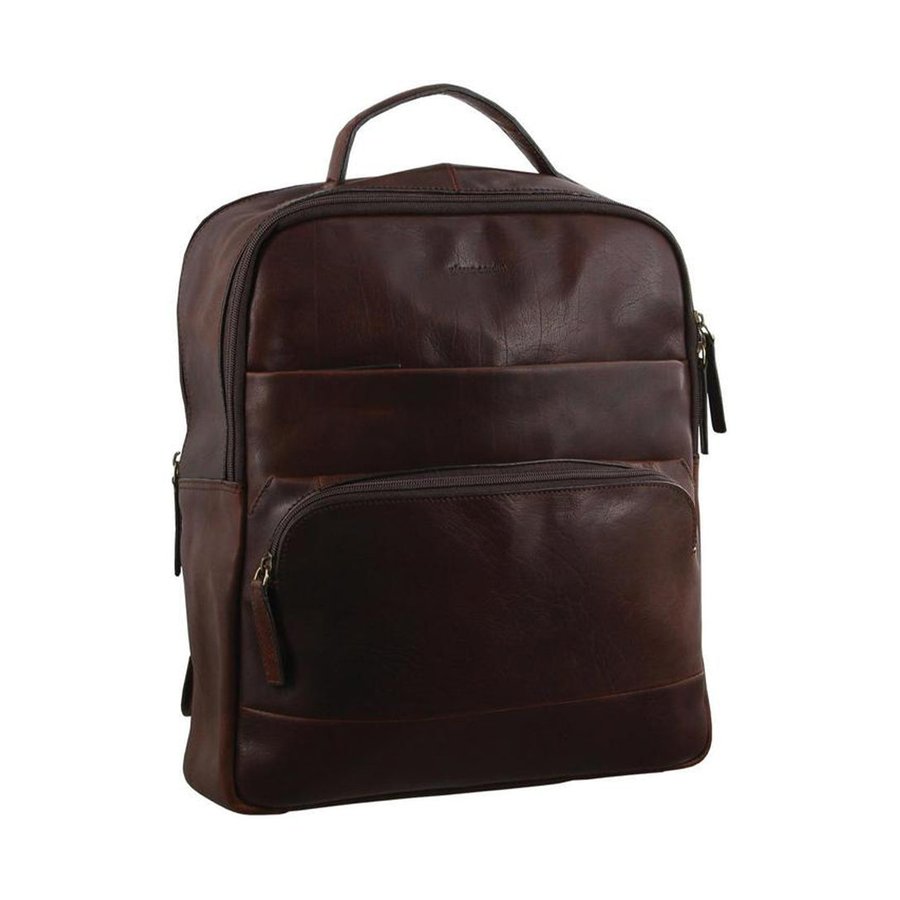 Pierre Cardin Quinn Rustic Leather 15" Laptop Backpack Chestnut Chestnut