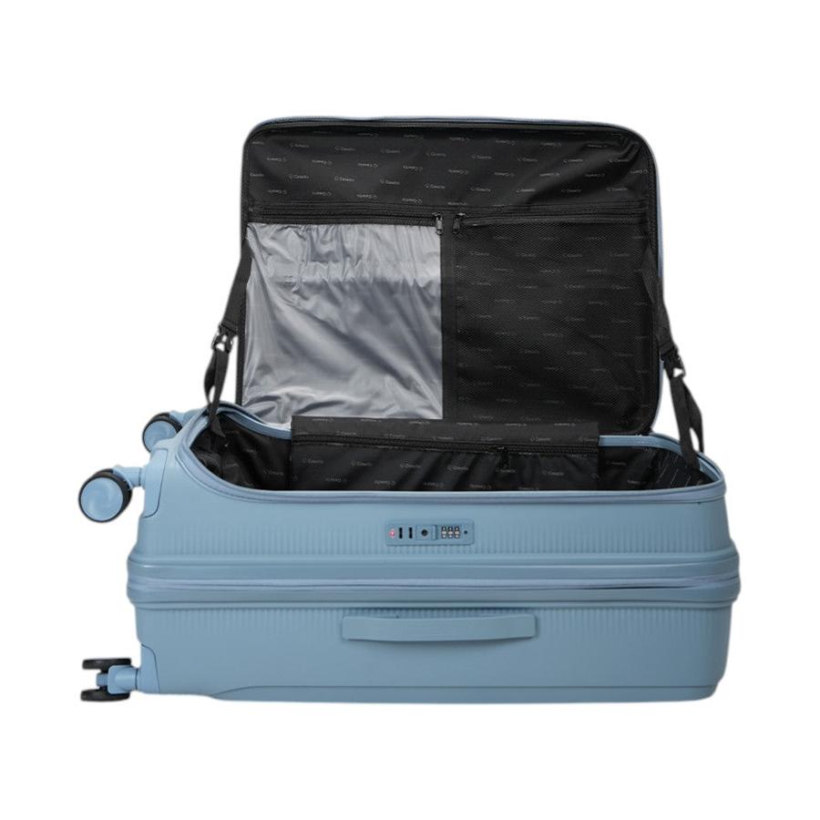 Caselite Venture 76cm Top Open Hardside Checked Suitcase Grey Blue Grey Blue