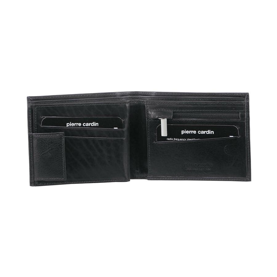 Pierre Cardin Theo RFID Mens Rustic Leather Wallet Black Black