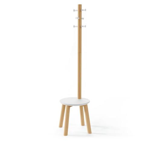 Umbra Pillar Stool with Built-In Coat Rack White/Natural