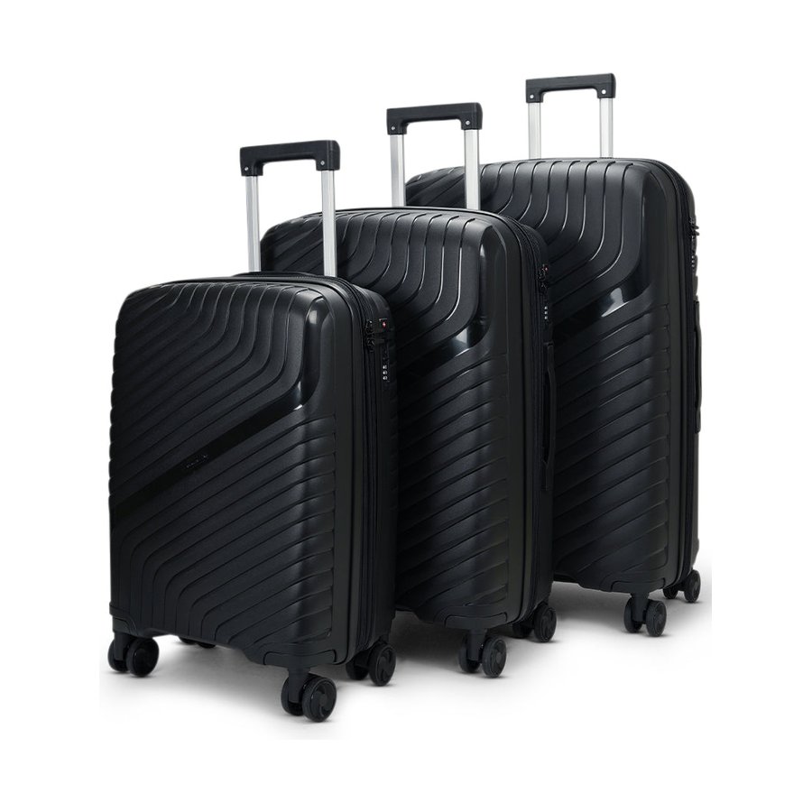 Nomad Journey 56cm, 66cm & 75cm Hardside Luggage Set Black Black