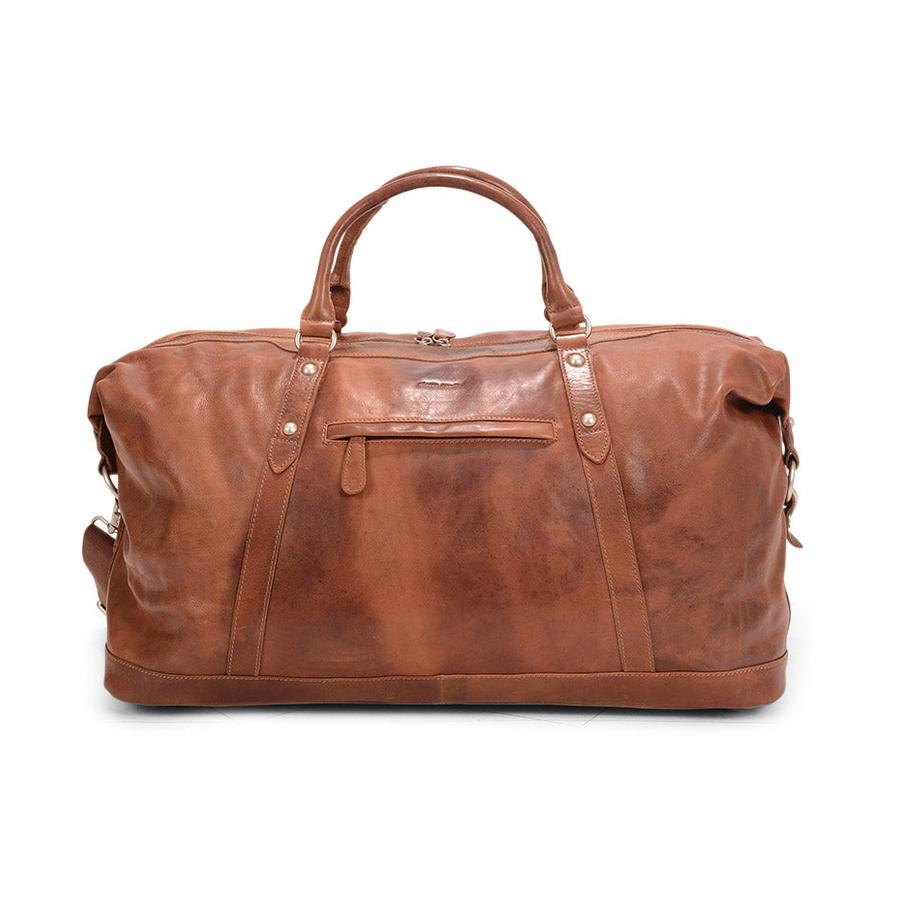Pierre Cardin Kennedy Rustic Leather Overnight Duffle Bag Cognac Cognac