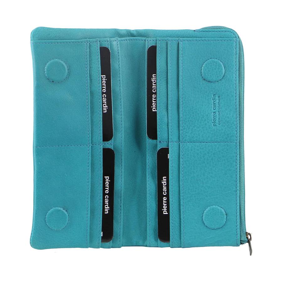 Pierre Cardin Tatum Women's Rustic Leather RFID Wallet Turquoise Turquoise
