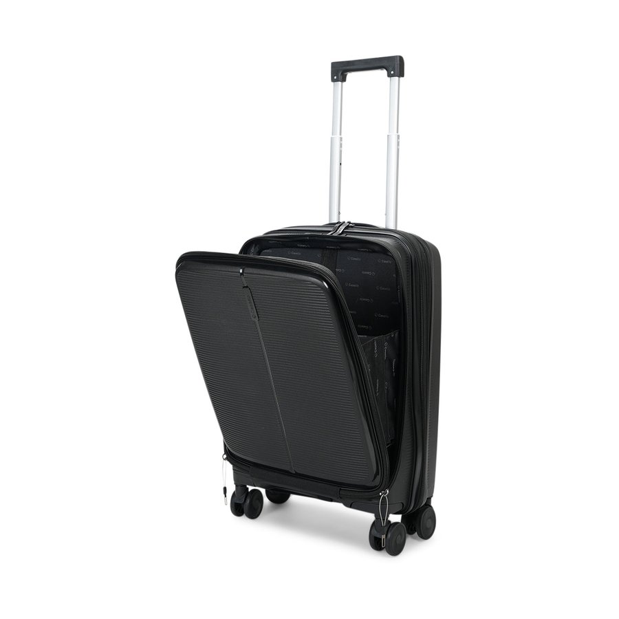 Caselite Venture 57cm Top Open Hardside Carry-On Suitcase Black Black