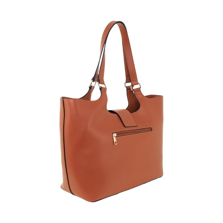 Milleni Aeris Ladies Vegan Leather Fashion Caryall Tote Bag Tan Tan