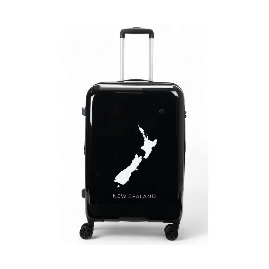 Caselite NZ Map 67cm Hardside Checked Suitcase Black Black