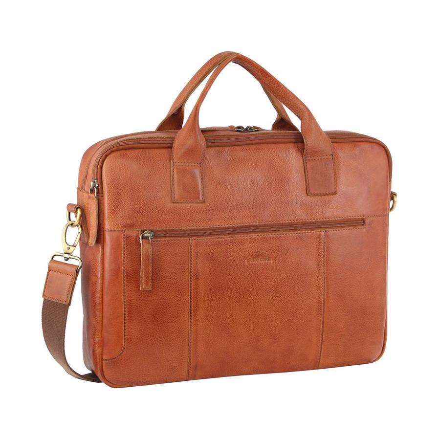Pierre Cardin Camden Rustic Leather 15" Laptop Bag Cognac Cognac