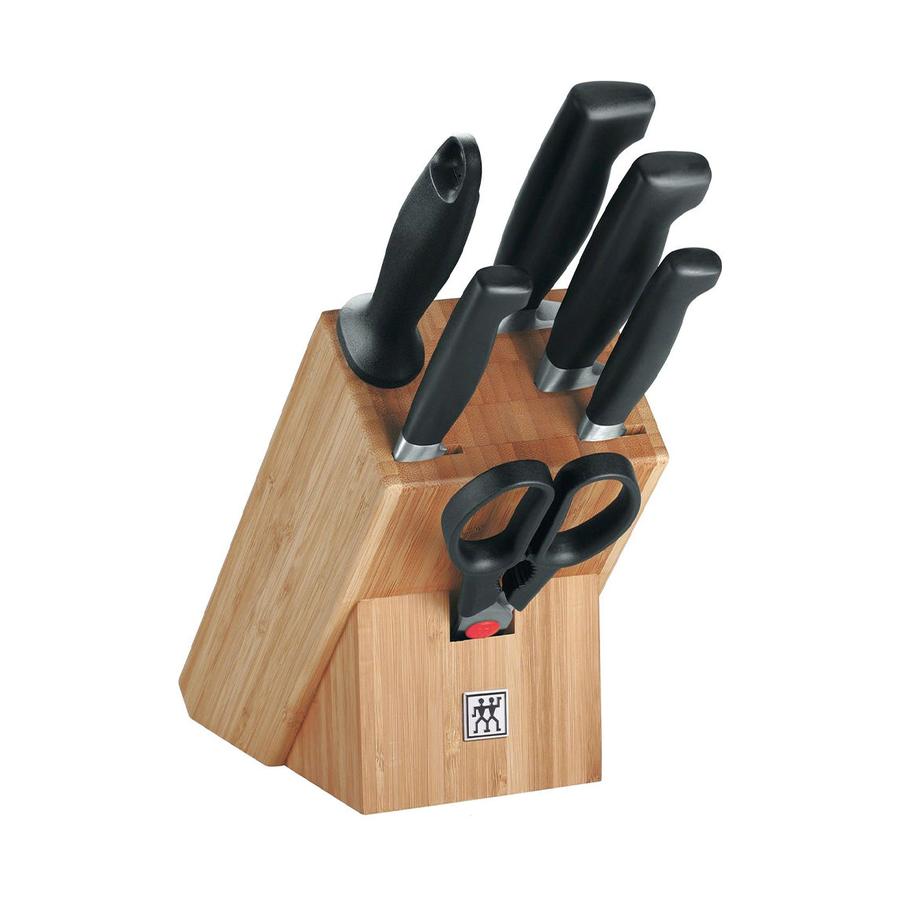 Zwilling Four Star 7 Piece Knife Block Set Black Black
