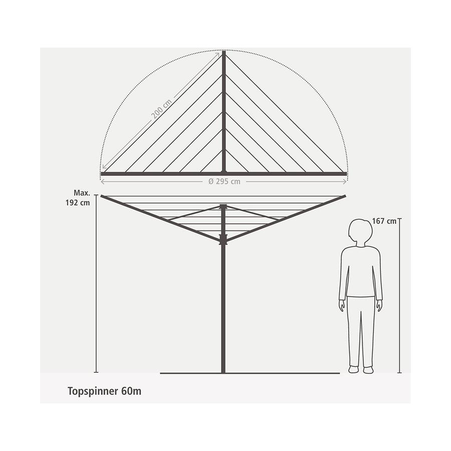 Brabantia Rotary Topspinner Dryer (60m) Metallic Grey Metallic Grey