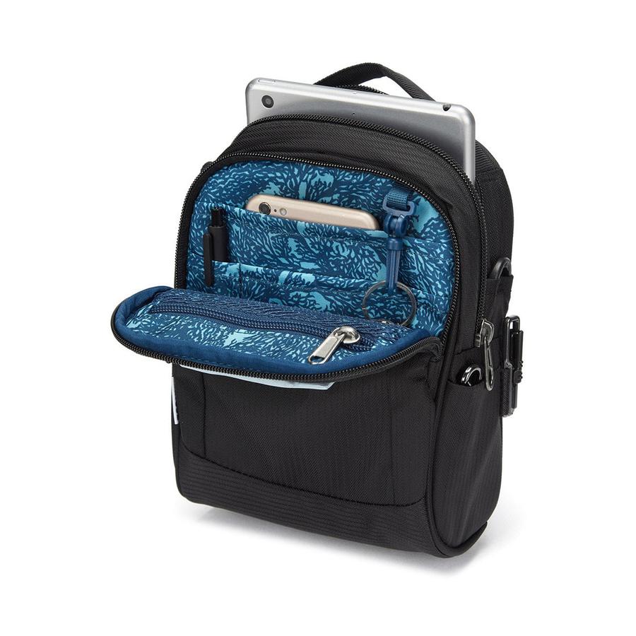 Pacsafe Metrosafe LS100 ECONYL Anti-Theft Recycled Crossbody Black Black