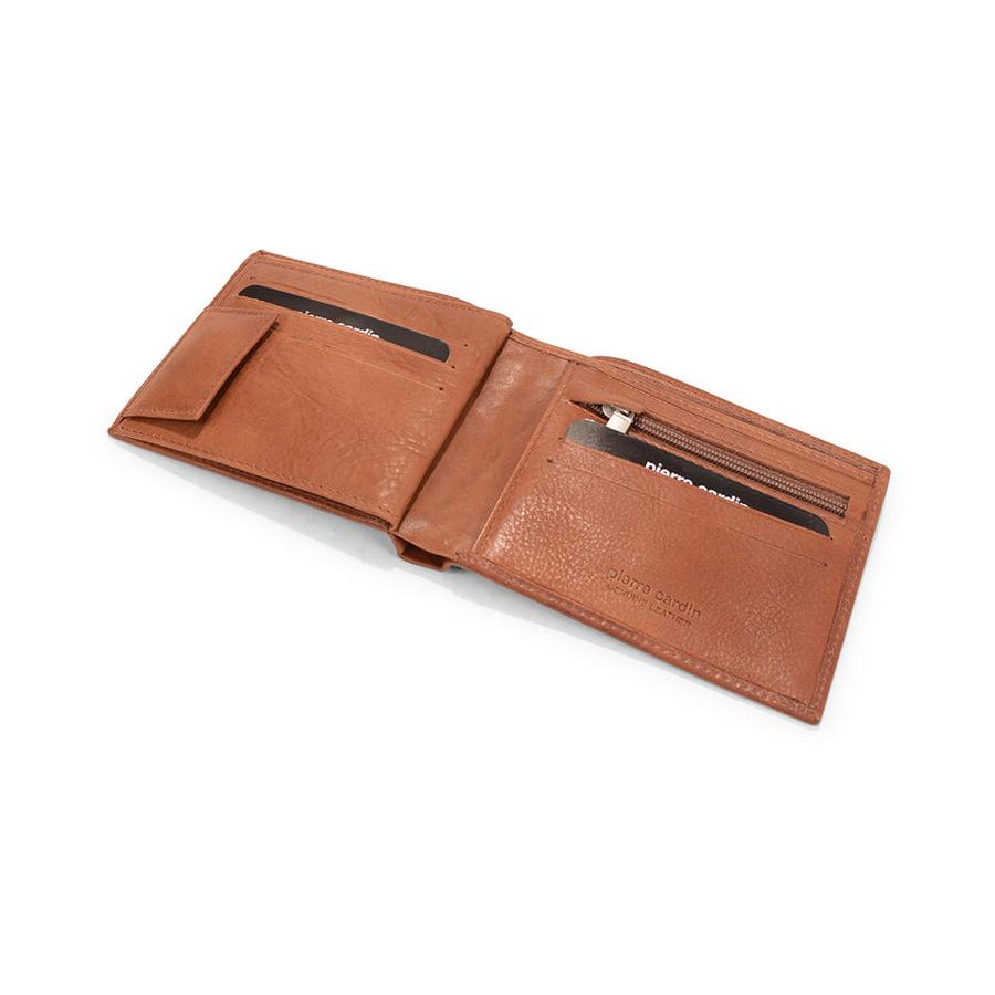 Pierre Cardin Theo RFID Mens Rustic Leather Wallet Cognac Cognac
