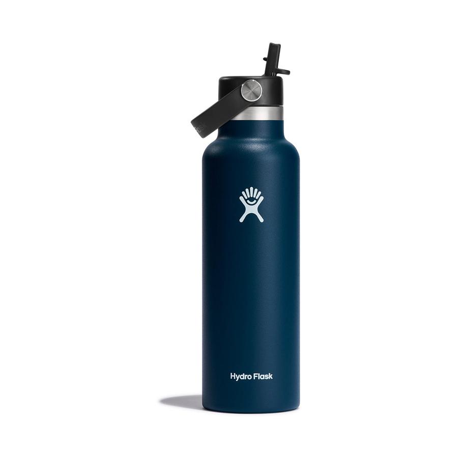 Hydro Flask 21oz (621ml) Standard Mouth Drink Bottle w/ Flex Straw Cap Indigo Indigo