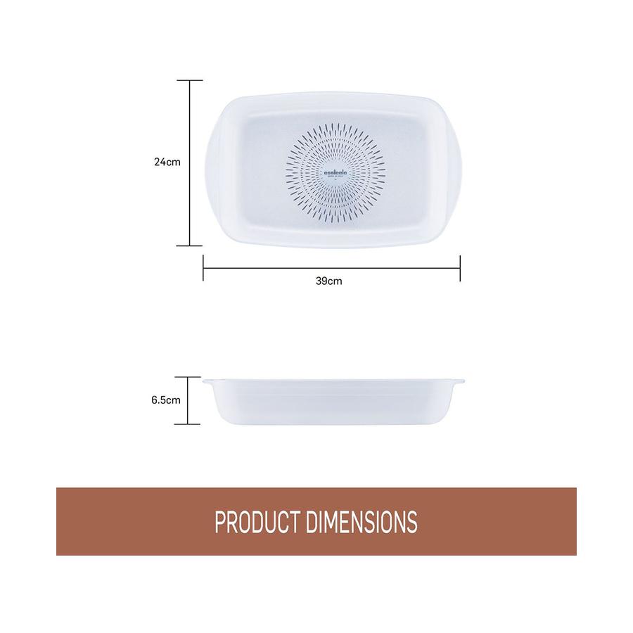 Essteele Glass-Ceramic Nonstick 3.2L Large Rectangular Dish White White