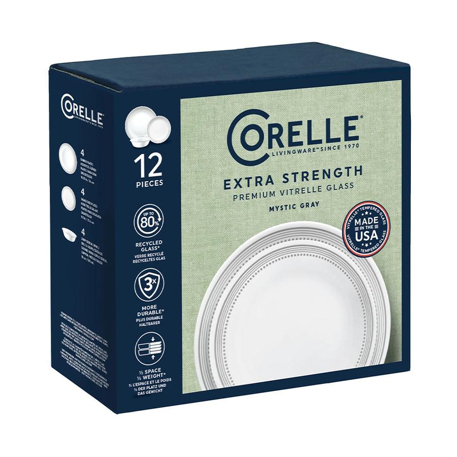 Corelle Mystic Gray 12 Piece Dinner Set White White