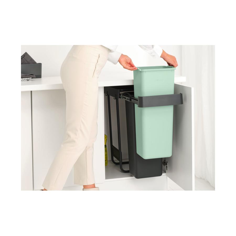 Brabantia Sort & Go Built-In Bin (2 x 30L) Dark Grey & Jade Green Dark Grey & Jade Green