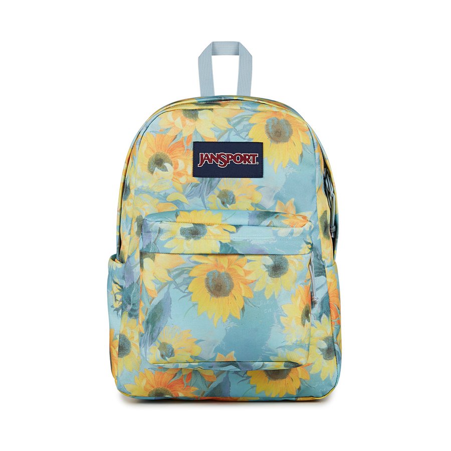 Jansport Superbreak Plus Backpack Surreal Sunflowers Blue Dusk Surreal Sunflowers Blue Dusk