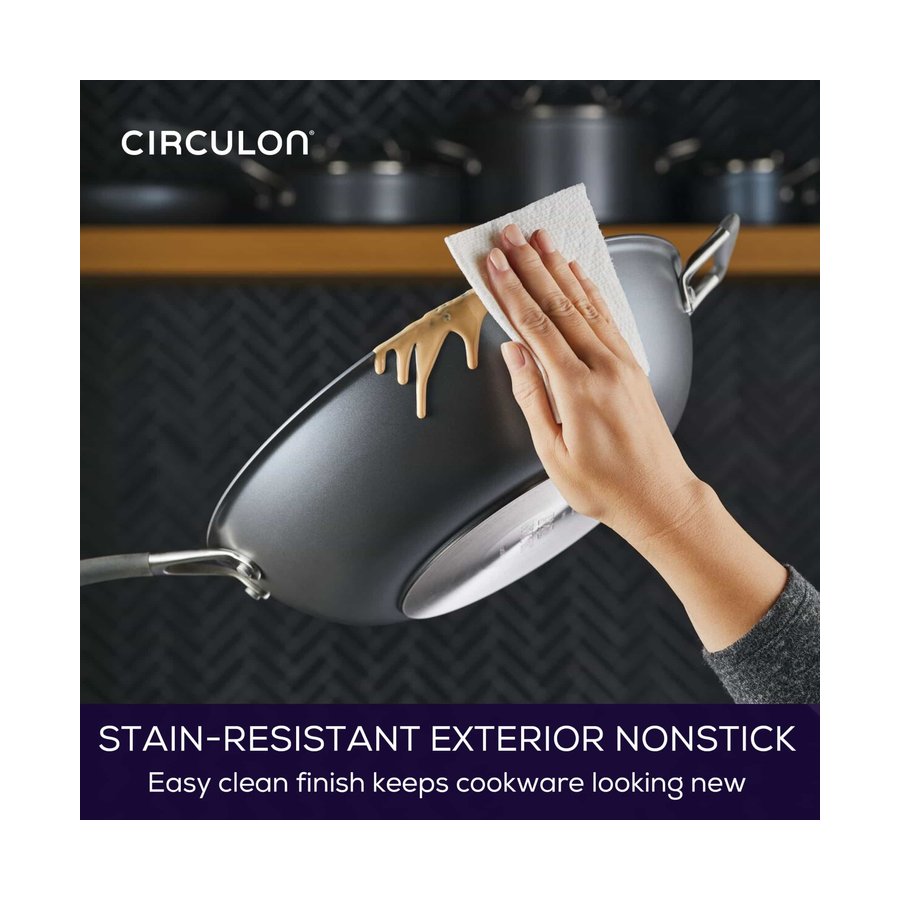 Circulon ScratchDefense A1 34cm Open Stir Fry Pan Black Black