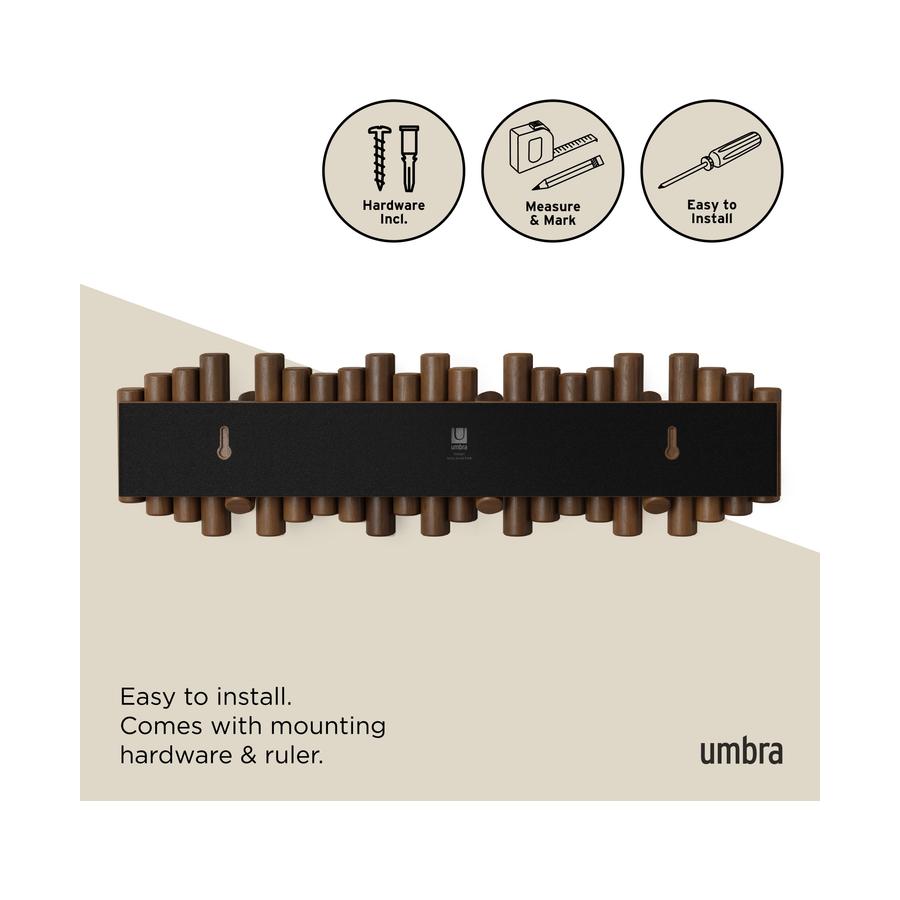 Umbra Picket 8 Wall Hook Aged Walnut Aged Walnut