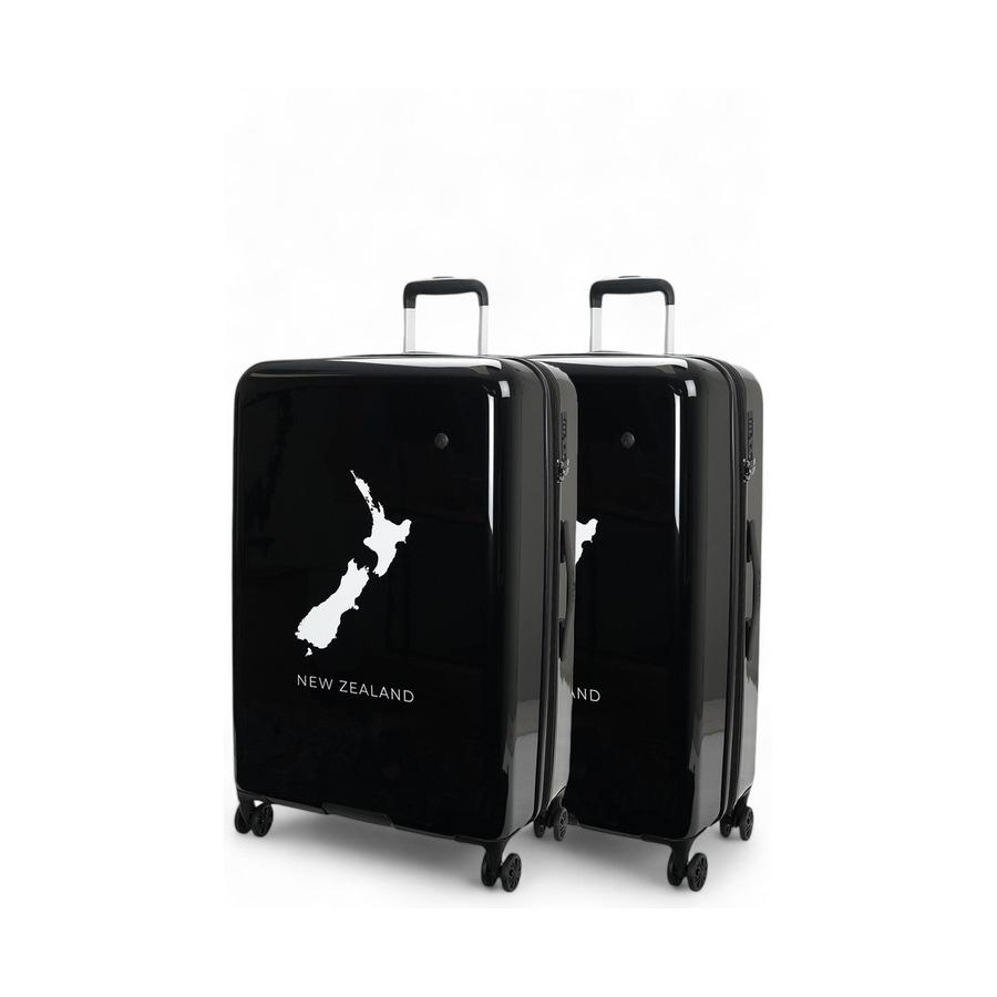 Caselite NZ Map 77cm & 77cm Hardside Luggage Set Black Black