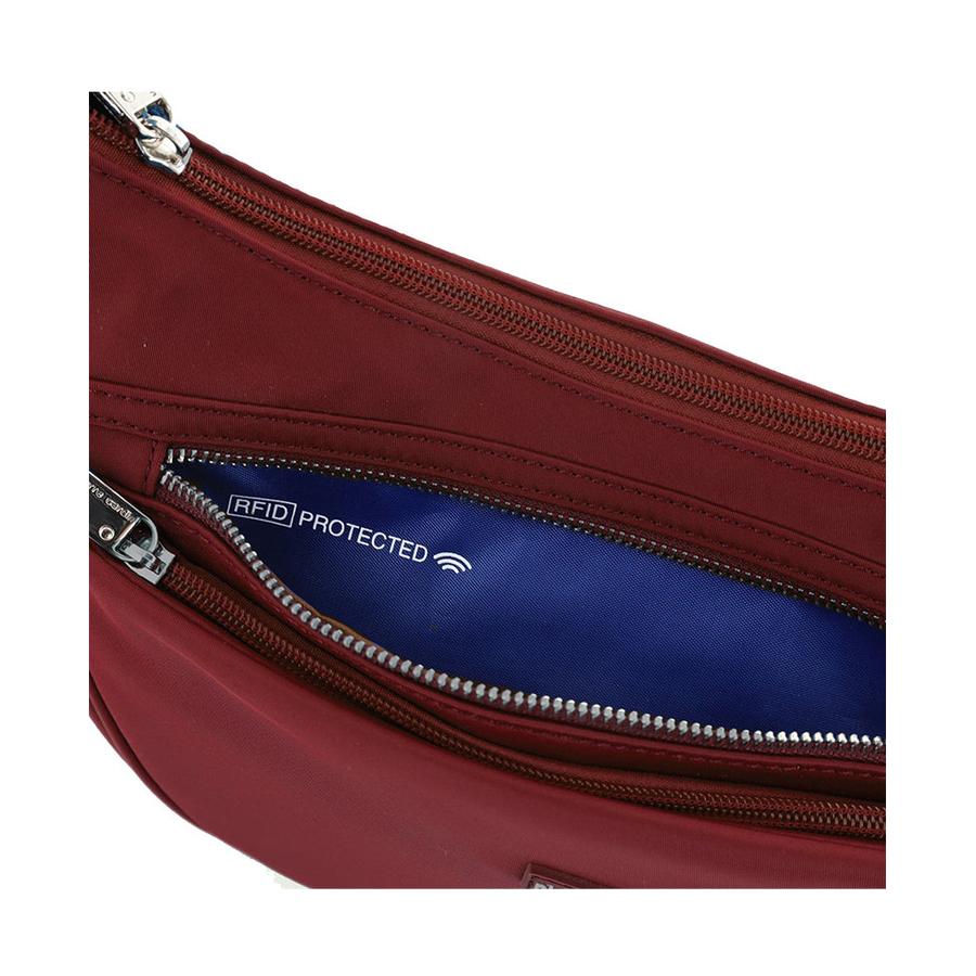 Pierre Cardin Karla Nylon Anti-Theft Crossbody Bag Wine Wine