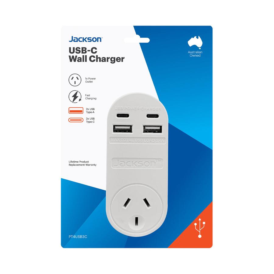 Jackson USB & USB-C Power Adapter White White
