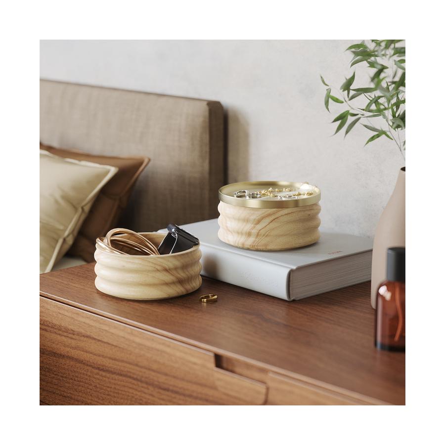 Umbra Tesora Wood Jewellery Box Natural/Brass Natural/Brass