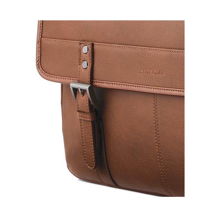 Samsonite Classic Leather Flapover Satchel Cognac Cognac