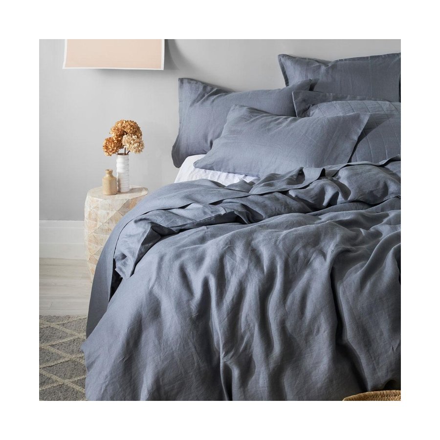 George Street Linen 100% Belgian Linen European Pillowcase Charcoal Charcoal