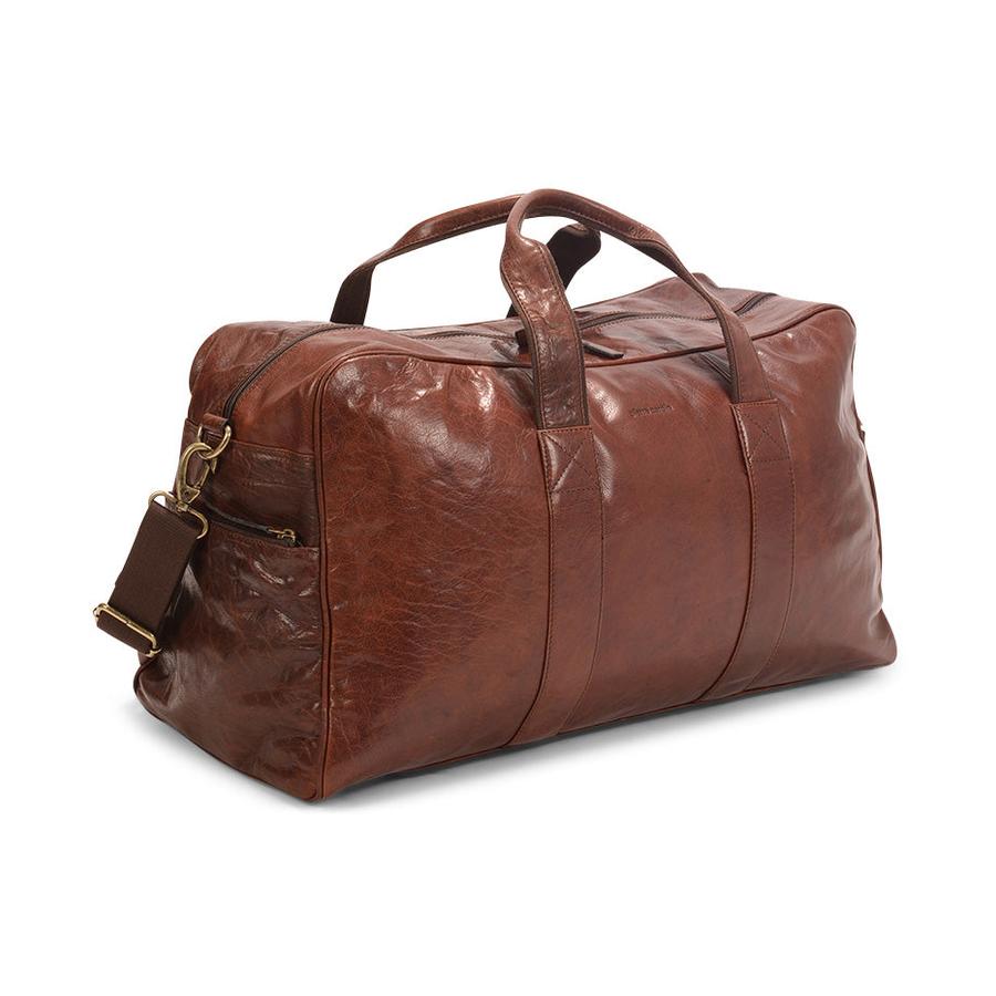 Pierre Cardin Parker Rustic Leather Overnight Duffle Bag Chestnut Chestnut
