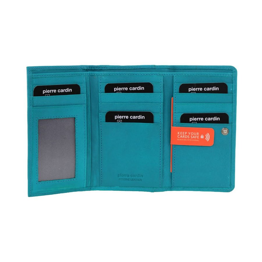 Pierre Cardin Tabby Women's Italian Leather RFID Wallet Teal Teal