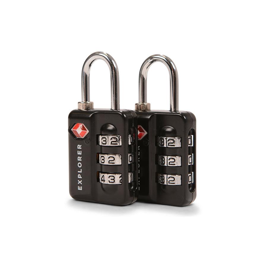 Explorer TSA 3-Dial Combination Lock - 2 Pack Black Black