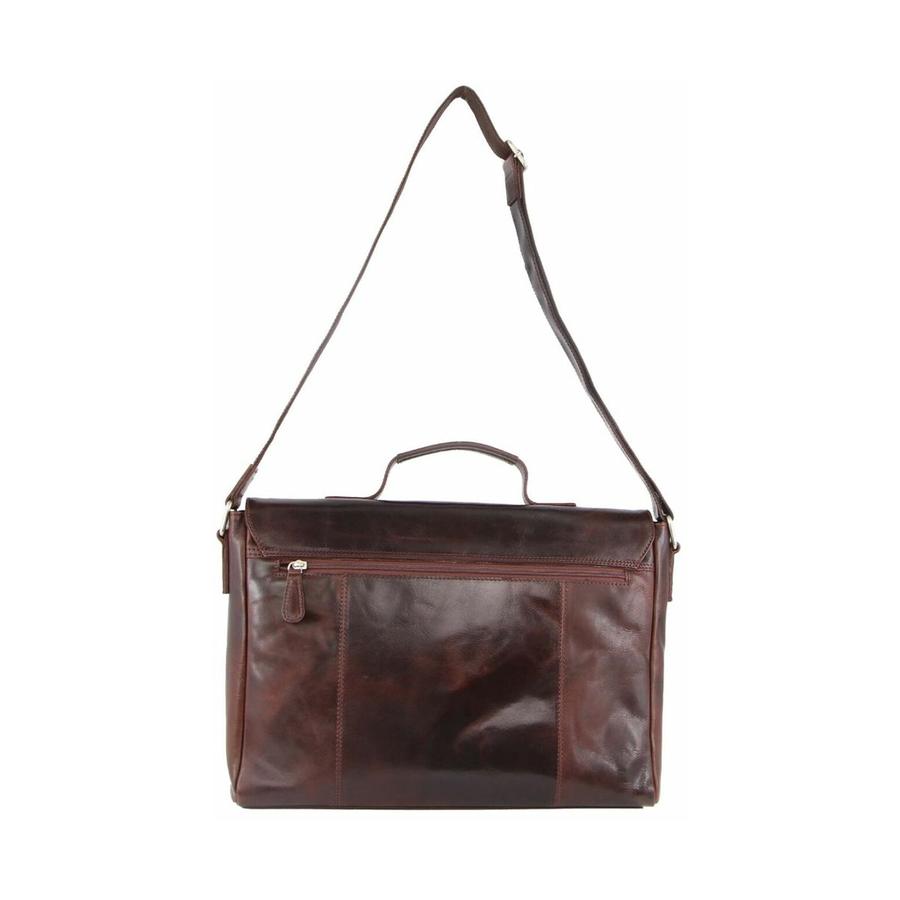 Pierre Cardin Robin Rustic Leather Computer Bag Dark Chocolate Dark Chocolate