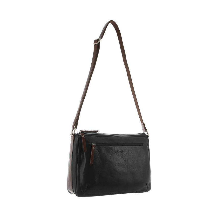 Milleni Caroline Women's Leather Crossbody Bag Black/Chestnut Black/Chestnut