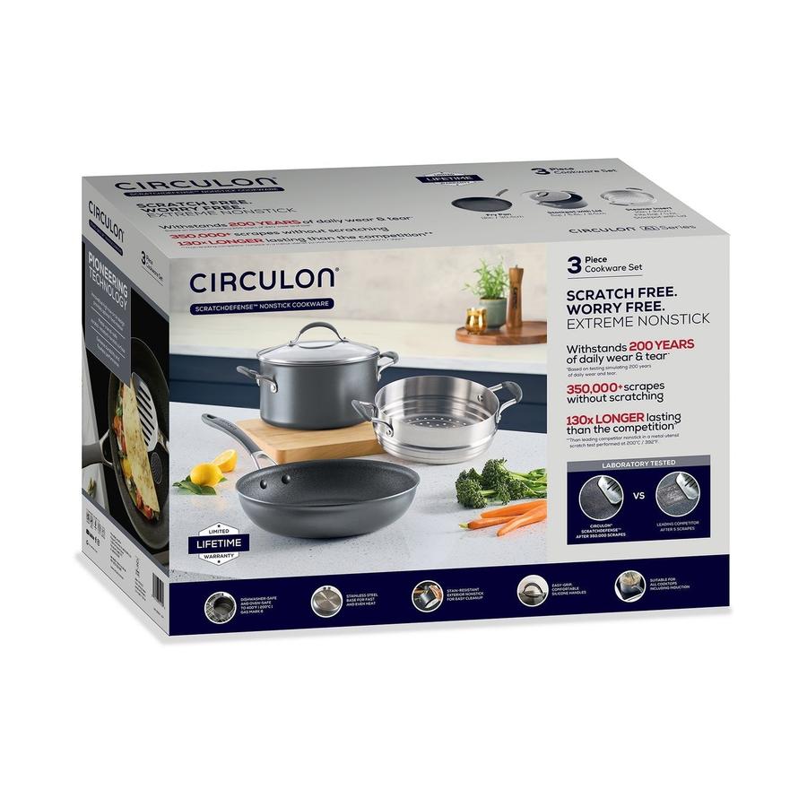 Circulon ScratchDefense A1 3 Piece Cookware Set Black Black