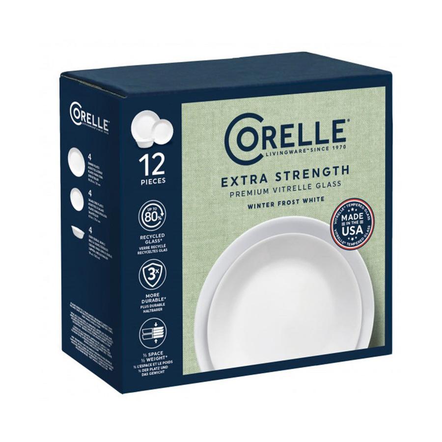 Corelle Winter Frost 12 Piece Dinner Set White White