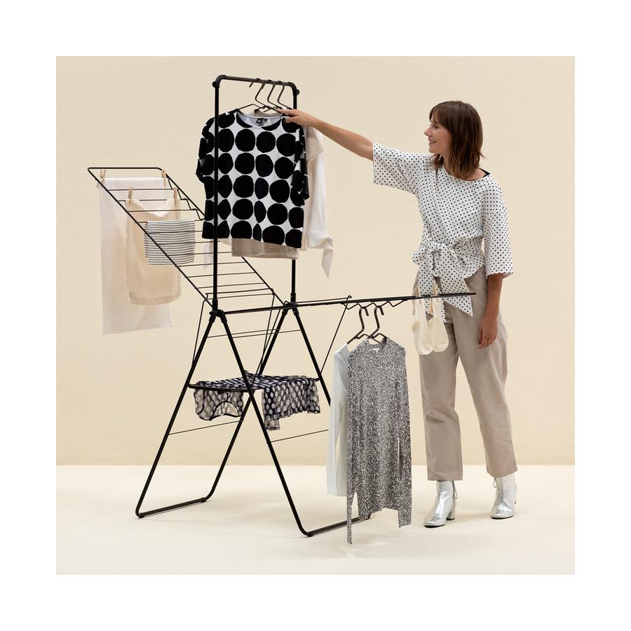 Brabantia Hangon 25m Drying Rack with Rod Matte Black Matte Black