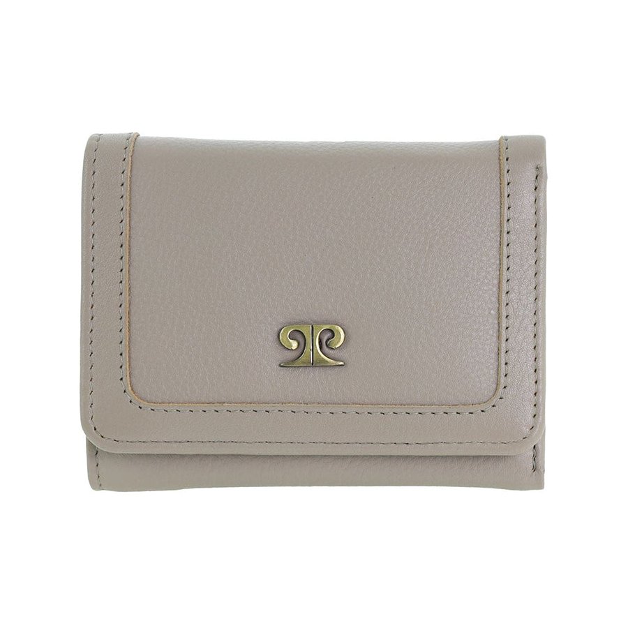 Pierre Cardin Shakira Ladies Leather Snap Button Tri-Fold Wallet Taupe Taupe
