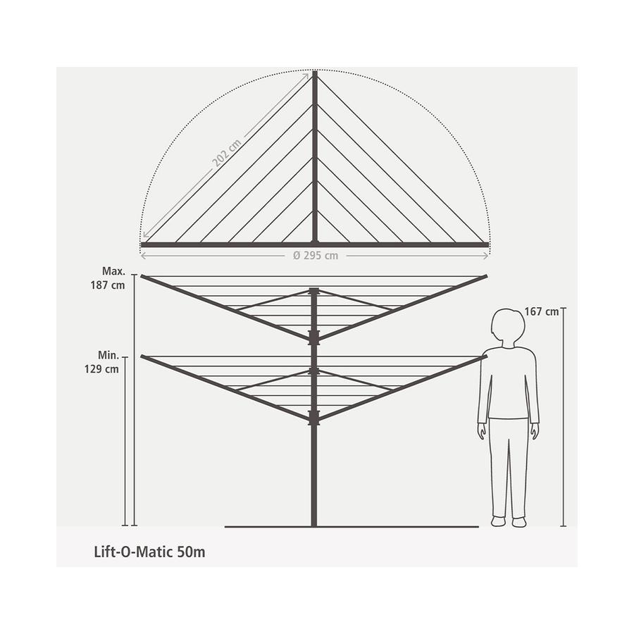 Brabantia Rotary Lift-O-Matic Dryer (50m) Metallic Grey Metallic Grey