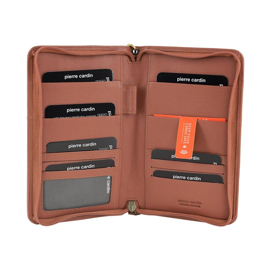 Pierre Cardin Amalie Italian Leather Passport Wallet Rose Rose