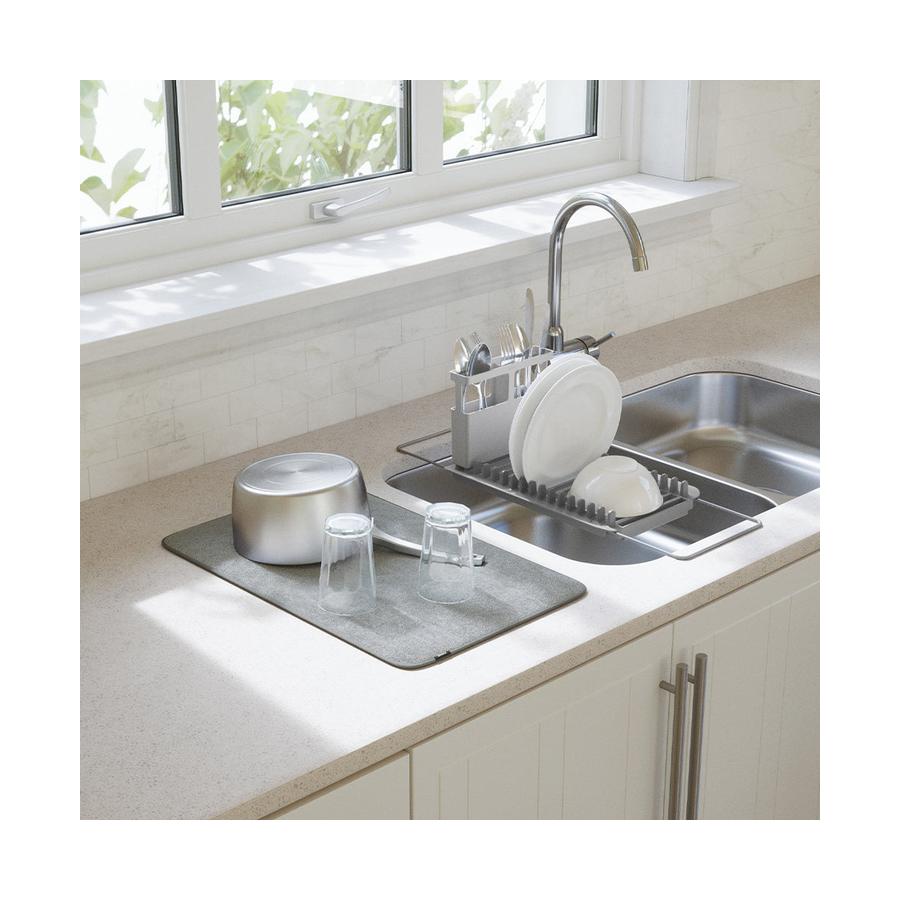 Umbra UDry Over the Sink Dish Rack with Dry Mat Charcoal Charcoal