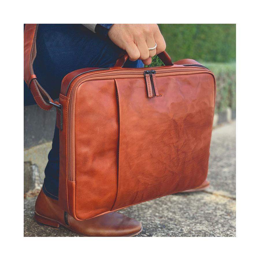 Pierre Cardin Harris Italian Leather 15" Laptop Bag Cognac Cognac